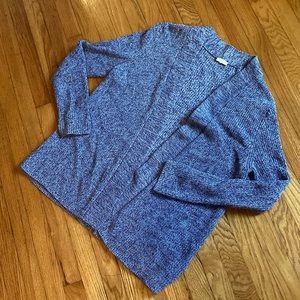 Talbots open sweater cardigan in heather blues